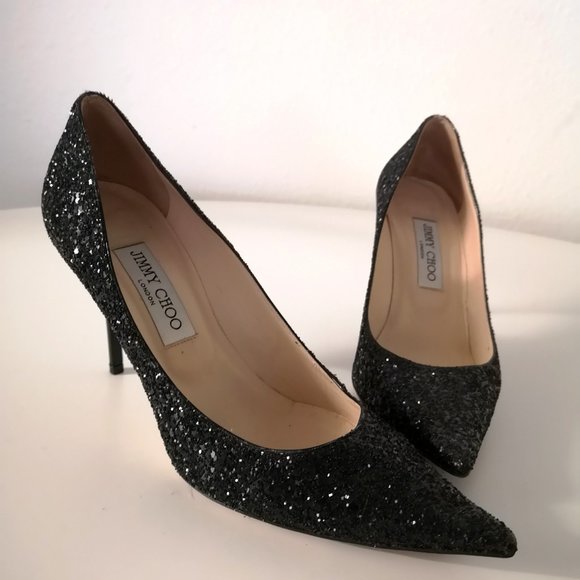 JIMMY CHOO Anouk glitter-finished leather pumps - Picture 5 of 8